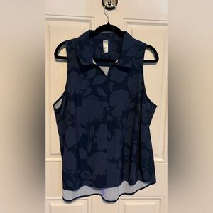 SPANX Sunshine Dark Blue Floral Sleeveless Blouse